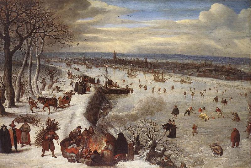 VALKENBORCH, Lucas van View of Antwerp with the Frozen Schelde tg Sweden oil painting art